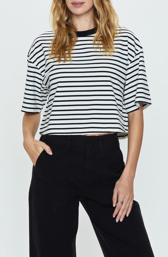 Pistola Mae Stripe Back Cutout Crop T-shirt In Black White Stripe