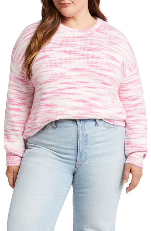 caslon(r) Space Dye Crewneck Sweater in Ivory- Pink Spacedye