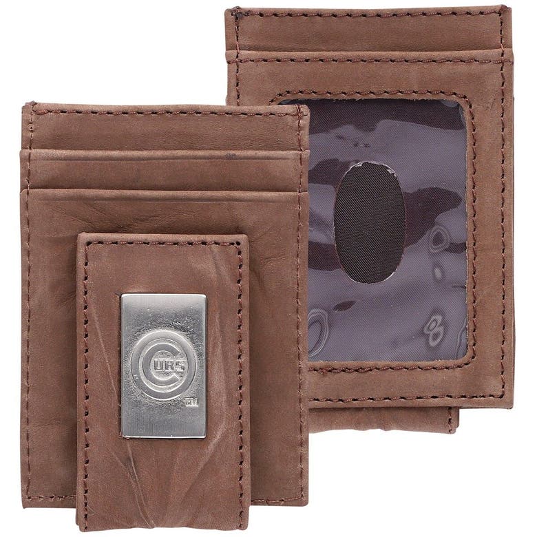 Eagles Wings Chicago Cubs Leather Front Pocket Wallet In Brown