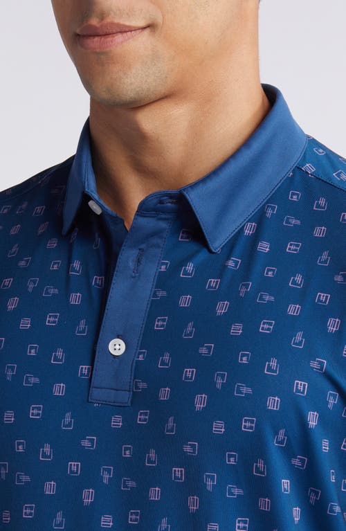 Shop Mizzen + Main Mizzen+main Versa Trim Fit Print Performance Polo In Poseidon Postage