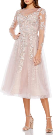 Mac Duggal Floral Embroidered Long Sleeve Lace & Tulle Cocktail Dress ...