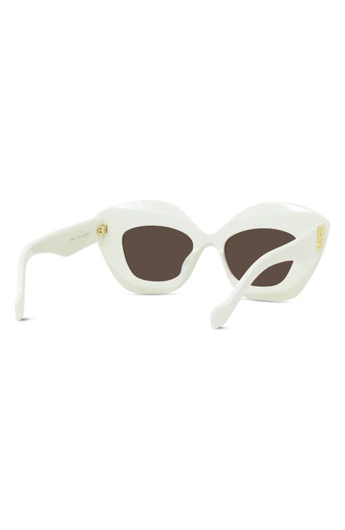 Shop Loewe Anagram 48mm Small Cat Eye Sunglasses In Ivory/brown