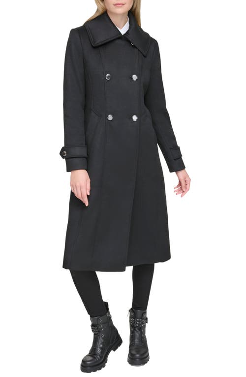 Karl Lagerfeld Paris Wing Collar Wool Blend Peacoat Black at Nordstrom,