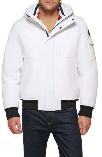 Shop Tommy Hilfiger Arctic Hooded Bomber Jacket In White