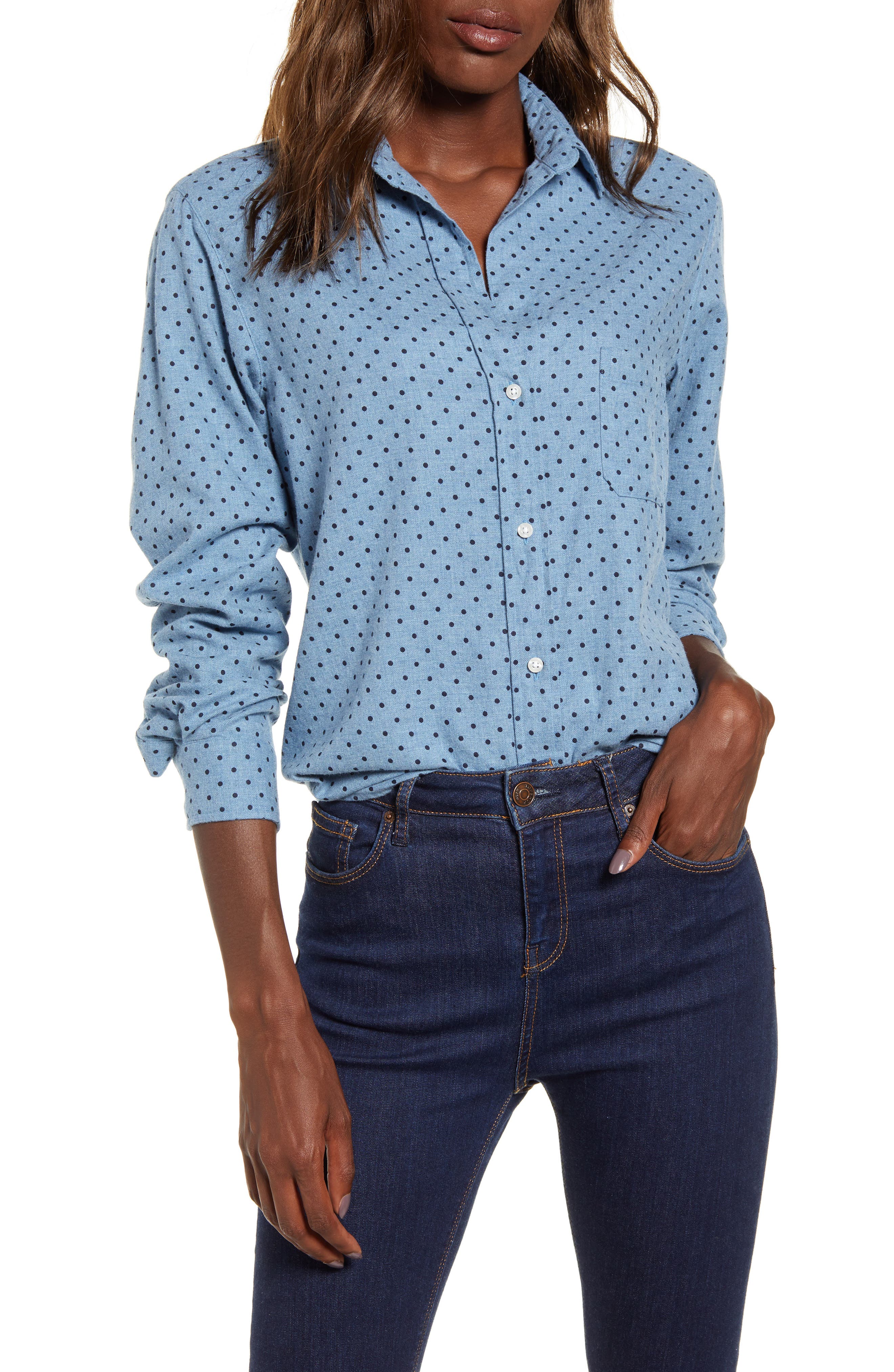 Grayson The Hero Polka Dot Chambray Shirt Nordstrom