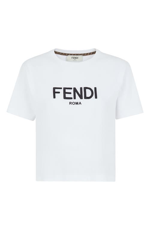 Fendi Embroidered Roma Logo Graphic Tee in White