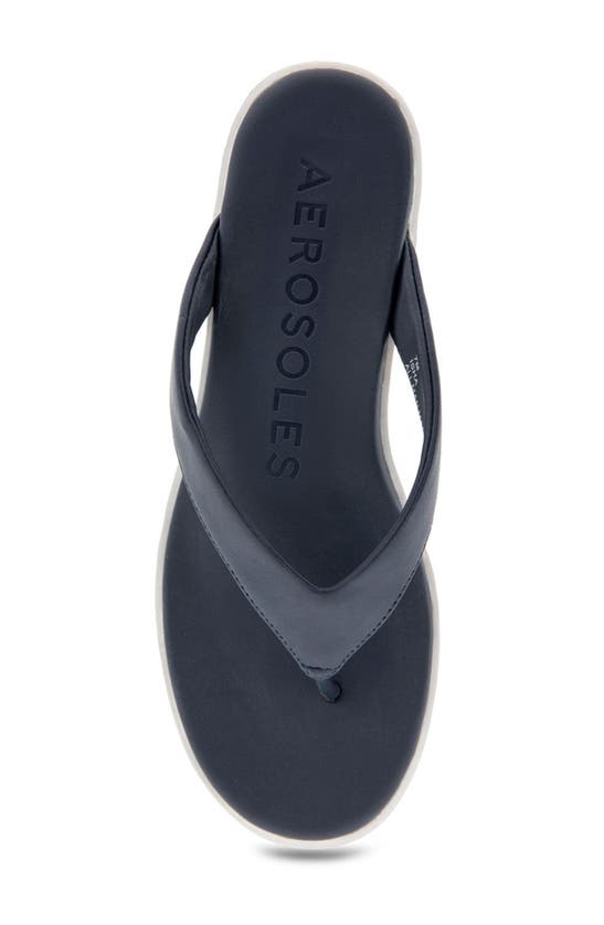 Shop Aerosoles Isha Wedge Flip Flop Sandal In Navy Pu