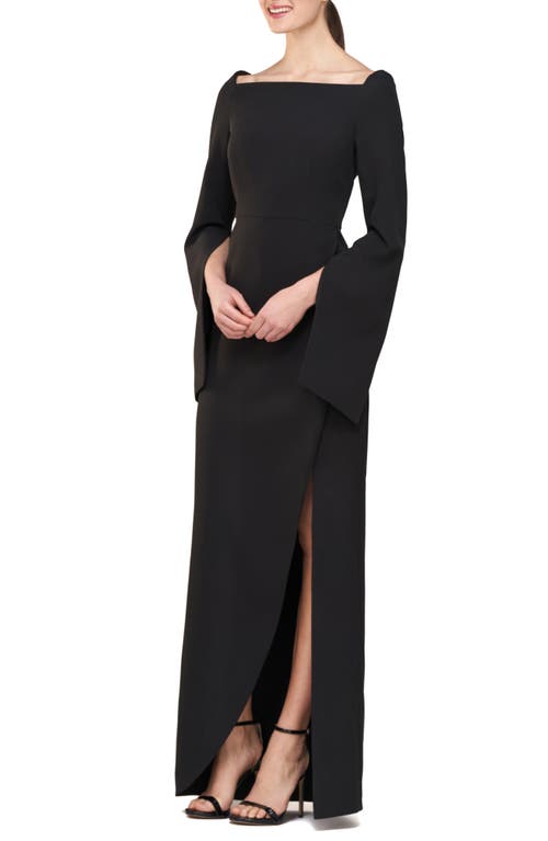 Shop Kay Unger Katerina Long Sleeve Column Gown In Black