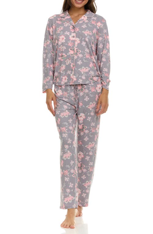 Flora By Flora Nikrooz Lindsey Collared Knit Pajamas In Grey