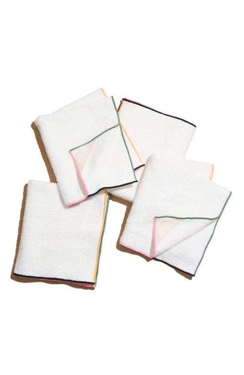 Atelier Saucier Macaw 4-piece French Terry Dish Towel Set In White