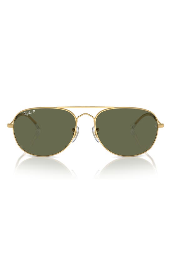 Shop Ray Ban Bain Bridge 57mm Polarized Aviator Sunglasses In Gold Flash