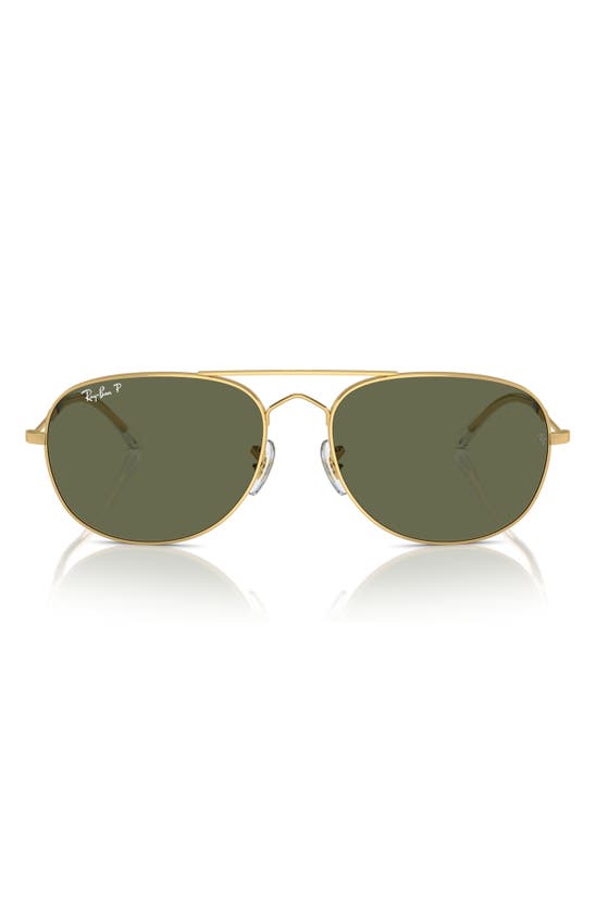 Ray Ban Bain Bridge 60mm Polarized Pillow Aviator Sunglasses In Gold Flash