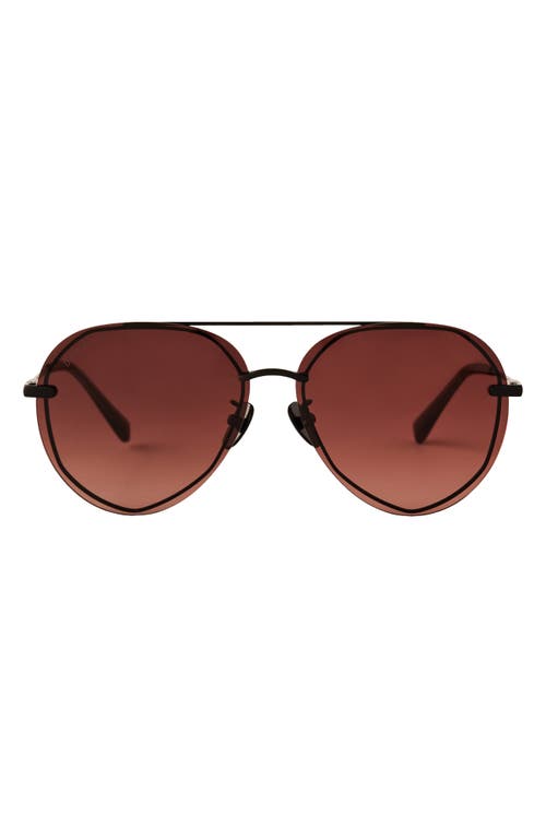 DIFF Lenox 62mm Oversize Aviator Sunglasses in Matte Black /Maroon