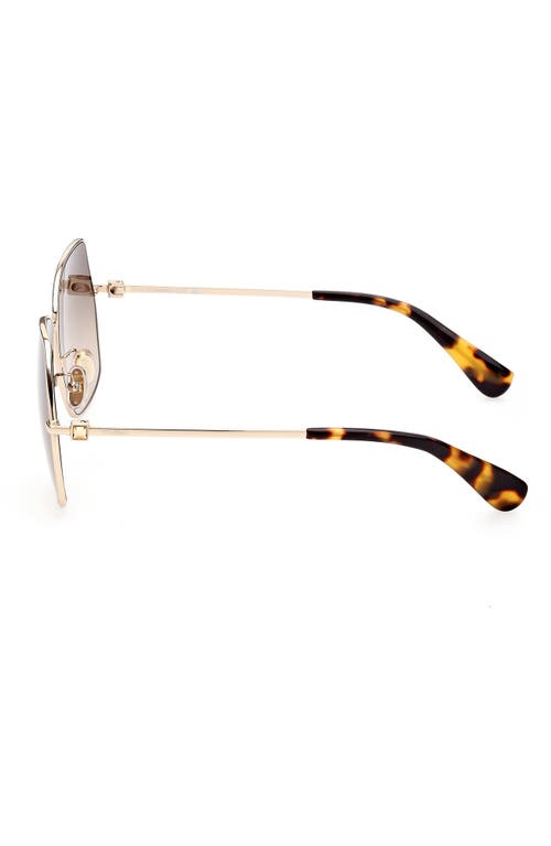 Max Mara 61mm Geometric Sunglasses In Shiny Gold Brown Tortiose