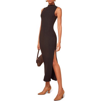 Reformation Lynn Sleeveless Ribbed Sweater Dress, Black