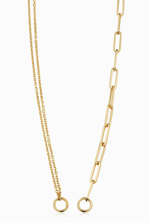 Oradina 14k Yellow Gold Rimini Venice Mixed Link Split Chain In Yellow Gold