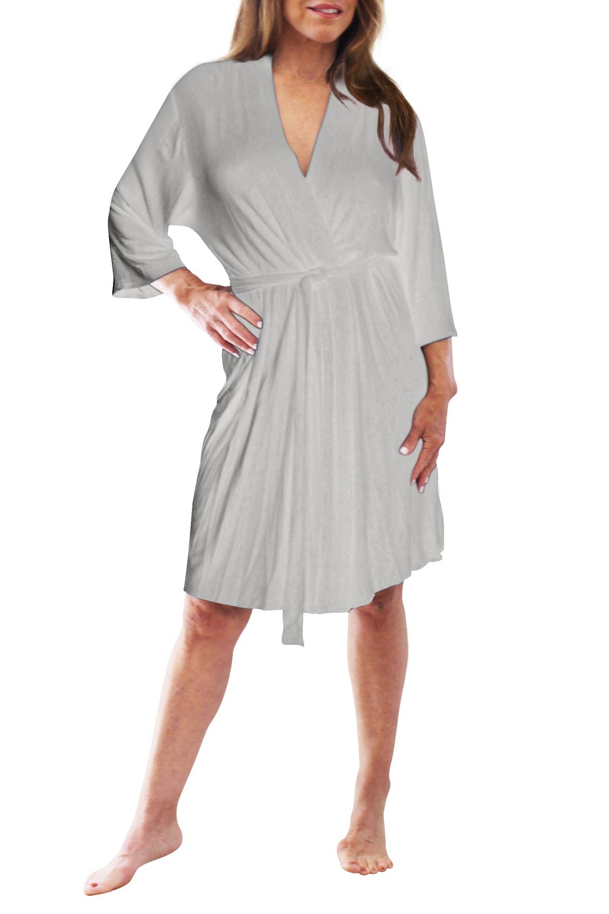 H2 Home Collection Cooling Jersey Robe In Gray