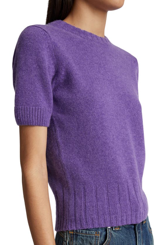 Shop Khaite Luphia Short Sleeve Cashmere Sweater In Violet