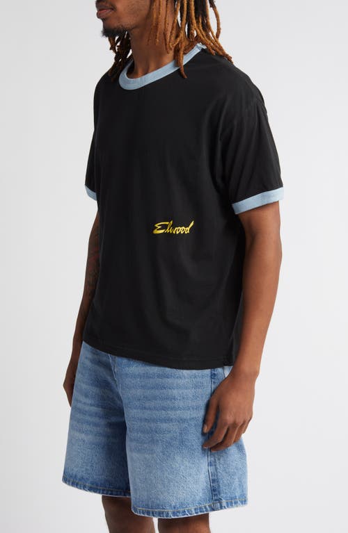 Shop Elwood Oversize Ringer Graphic T-shirt In Black/baby Blue