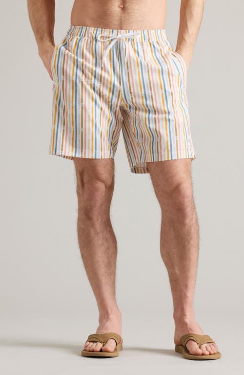 Rhone 7.5-inch Stripe Water Repellent Swim Trunks In Cross Stitch Stripe