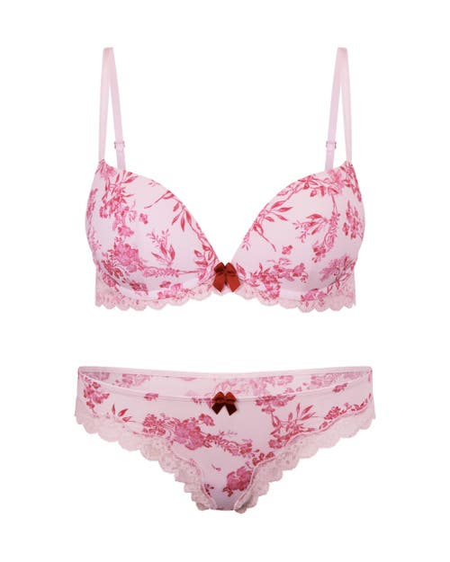 Shop Adore Me Shea Push Up Plunge Bra In Floral Pink