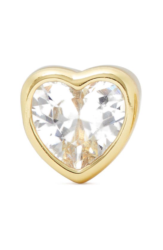 Shop Kate Spade Sweetheart Mini Cubic Zirconia Stud Earrings In Clear/ Gold.