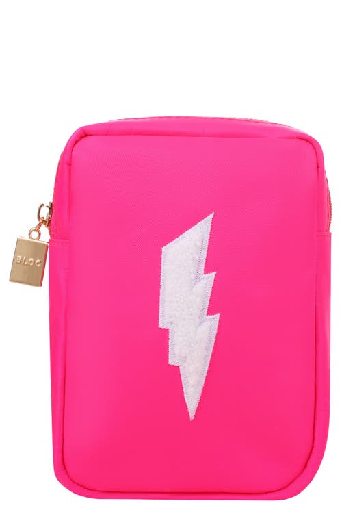 Mini Lightening Bolt Cosmetics Bag in Hot Pink