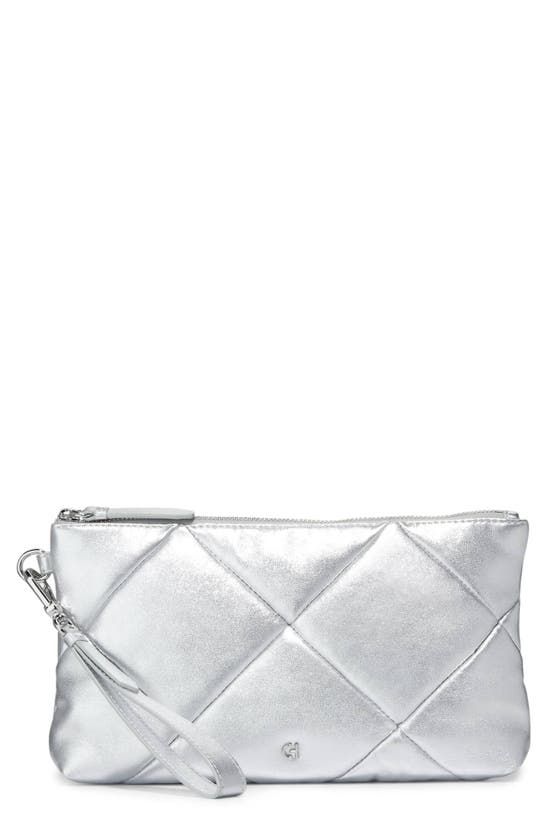 Cole Haan Essential Quilted Leather Clutch In Silver