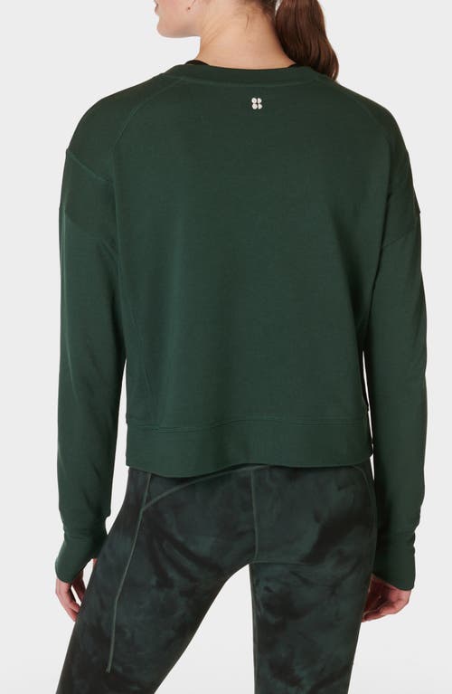 Shop Sweaty Betty After Class Organic Cotton Blend Longline Sweatshirt In Trek Green