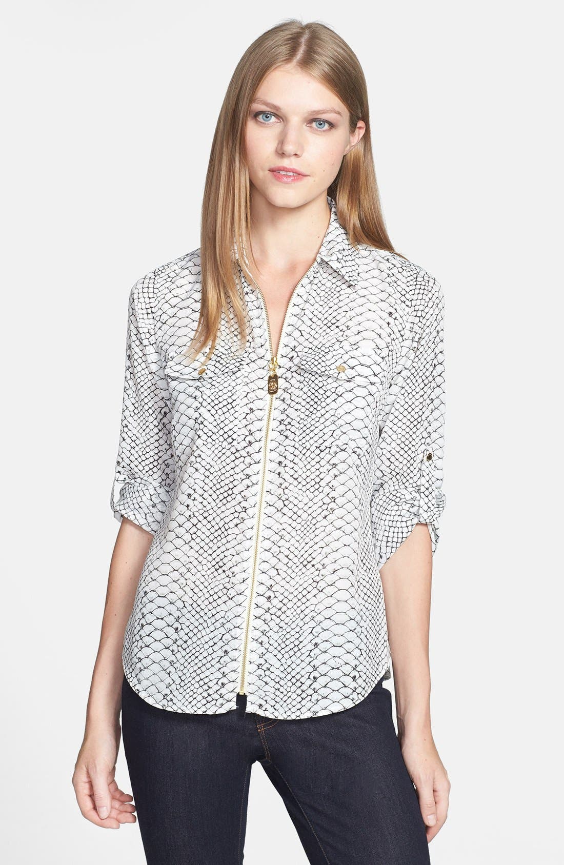 michael kors zip front blouse