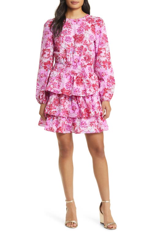 Lilly Pulitzer Khloey Floral Long Sleeve Tiered Ruffle Cotton Dress Lilac Thistle Wild Flowers at Nordstrom,