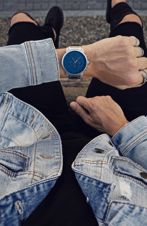 Mvmt Watches The Chrono Chronograph Bracelet Watch, 40mm In Silver/navy/silver