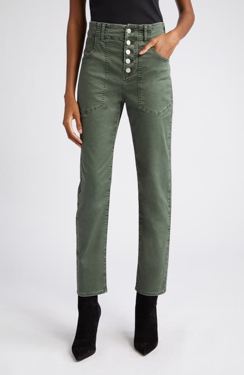 Veronica Beard Arya Button Fly Stretch Cotton Pants in Army Green at Nordstrom, Size 30
