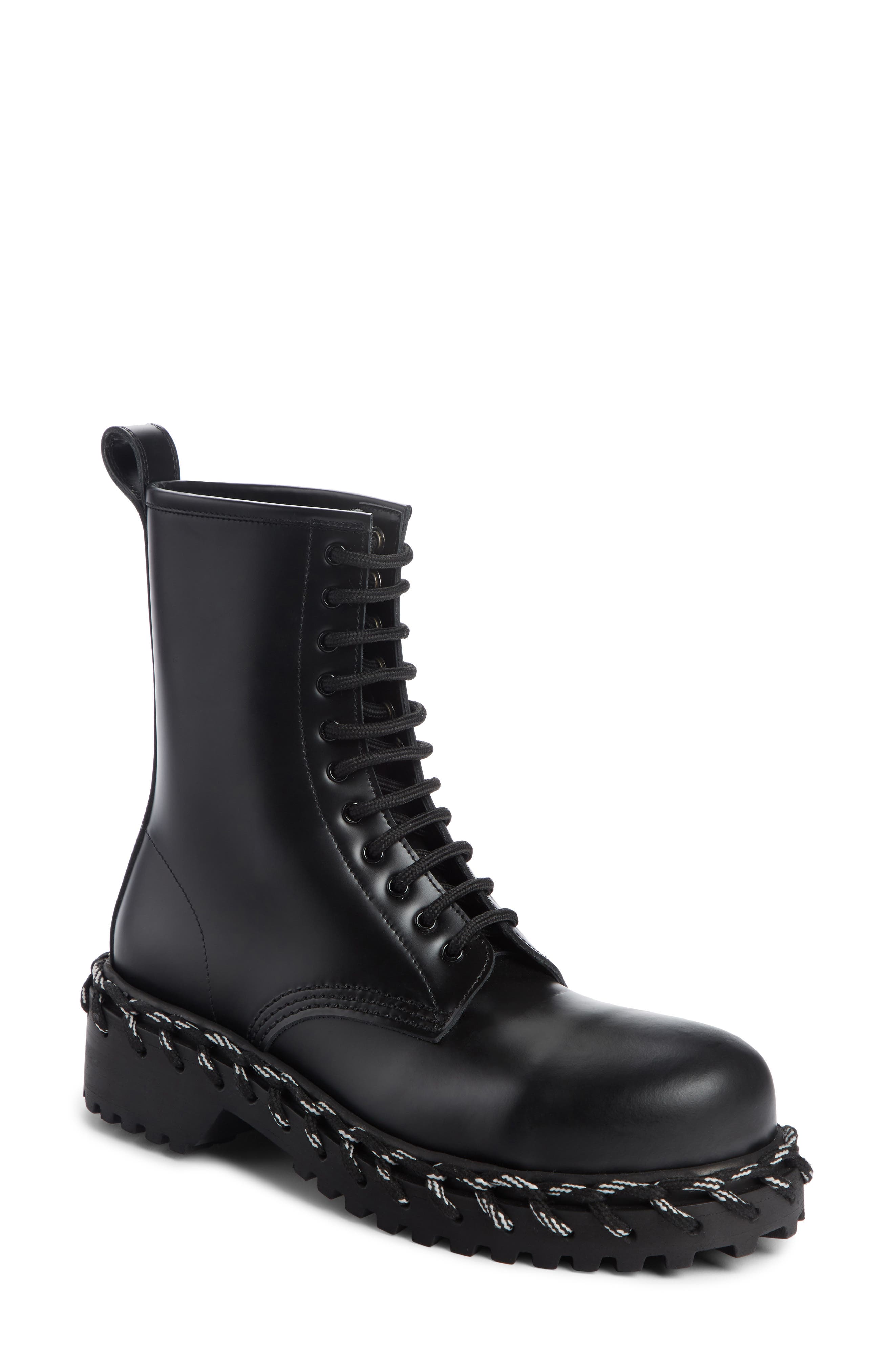 balenciaga leather combat boots