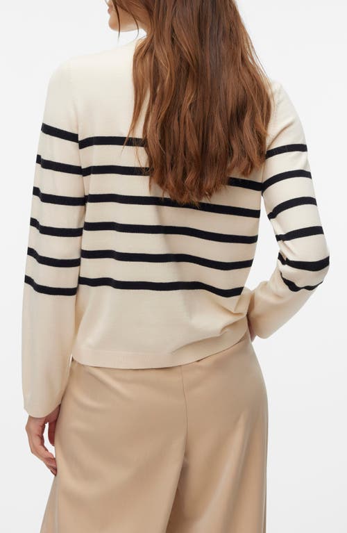 Vero Moda Saba Stripe Sweater In Birch Stripes Black