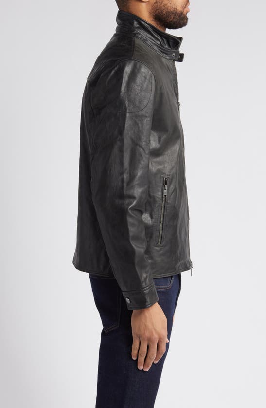 Shop Frye Racer Water Repellent Leather Jacket In Black