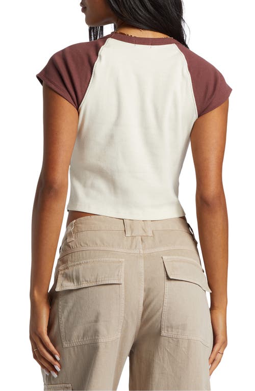 Shop Billabong Blissed Crop Cotton Graphic T-shirt In Chocolate Chip