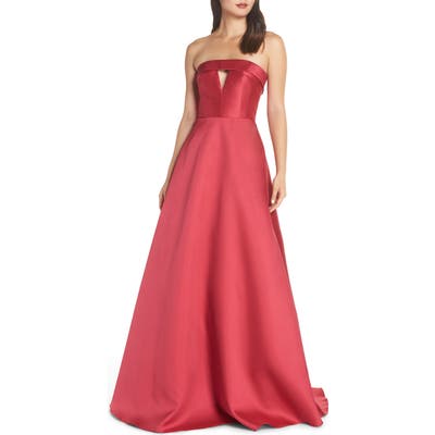Ml Monique Lhuillier Strapless Satin Ballgown, Pink