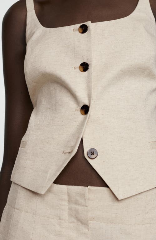 Mango Buttons Cotton Top Ecru In Light Beige