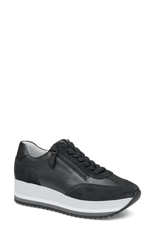 Johnston & Murphy Gracie Side Zip Sneaker In Black Calfskin/suede