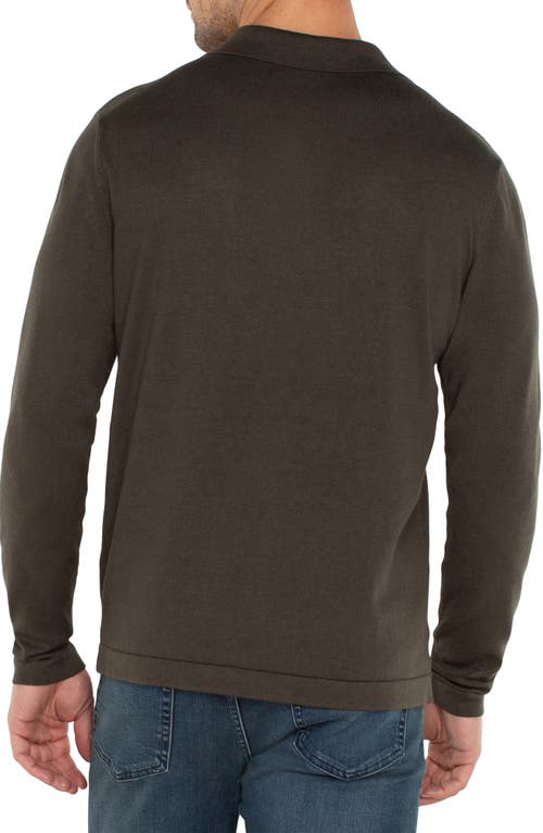 Shop Liverpool Long Sleeve Polo Sweater In Olive