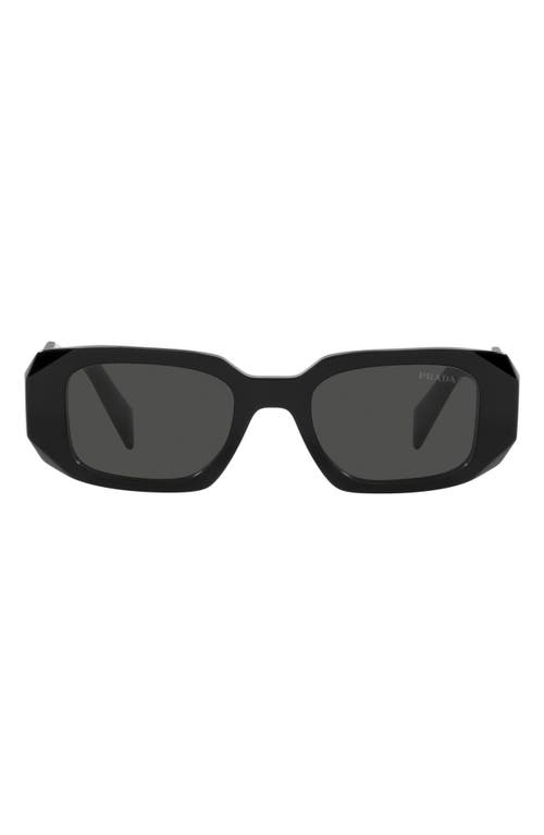 Shop Prada 51mm Rectangular Sunglasses In Black/dark Grey