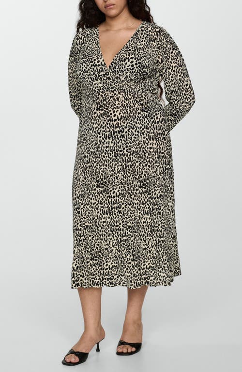 MANGO MANGO LEOPARD LONG SLEEVE GOWN