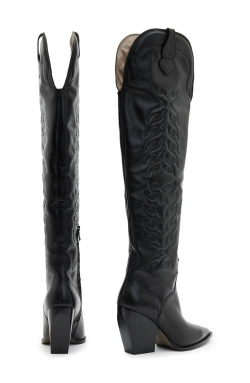 Shop Allsaints Roxanne Knee High Western Boot In Black