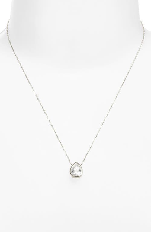 Shymi Pear Cubic Zirconia Bezel Pendant Necklace In Silver/white