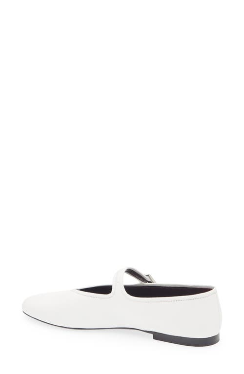 The Row Ava Square-toe Leather Mary Jane Flats In Optic White