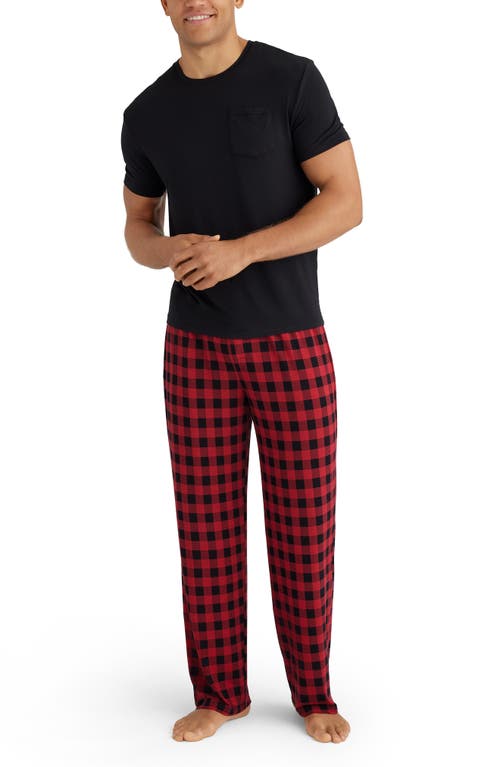 Shop Tommy John Second Skin Pajama Pants In Emboldened Red Buffalo Check