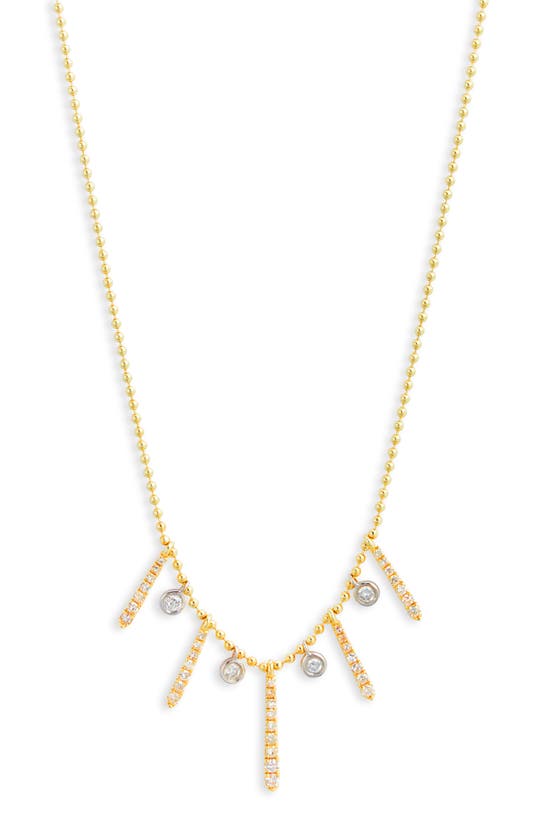 Meira T Metro T 14k Yellow & White Gold Diamond Bar Necklace, 18 In Two Toned Yellow Gold