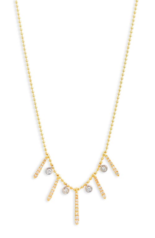 Diamond Charms Ball Chain Necklace in Two Toned Yellow Gold