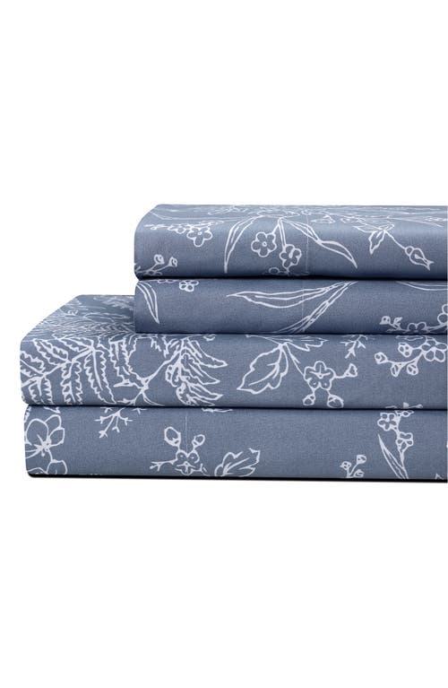 Shop Southshore Fine Linens Winter Brush Sheet Set In Blue W/white Flowers